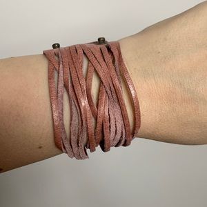 Pink leather bracelet